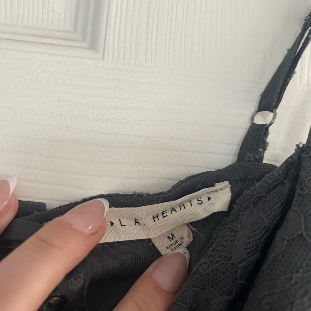 La Hearts Black Bustier Crop Camisole - Picture 4 of 4